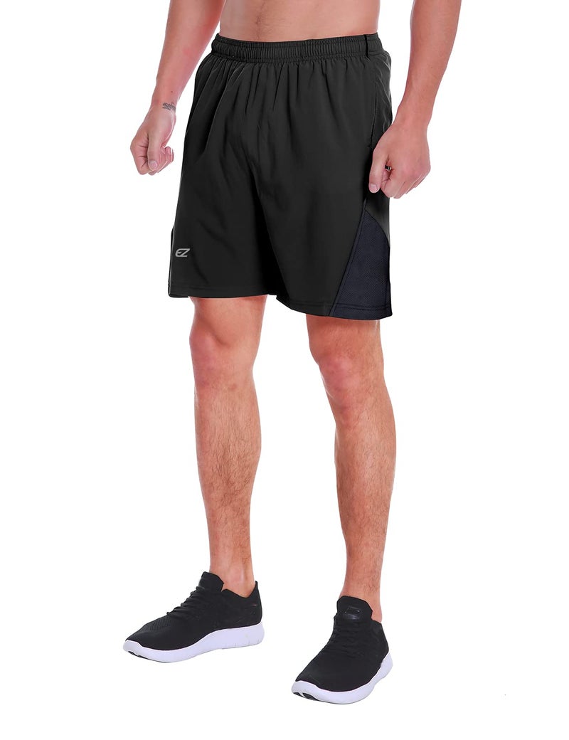 EZRUN Men's 7 Inch Quick Dry Running Shorts Workout Sport Fitness Short with Liner Zip Pocket(Black,L) - Image 1